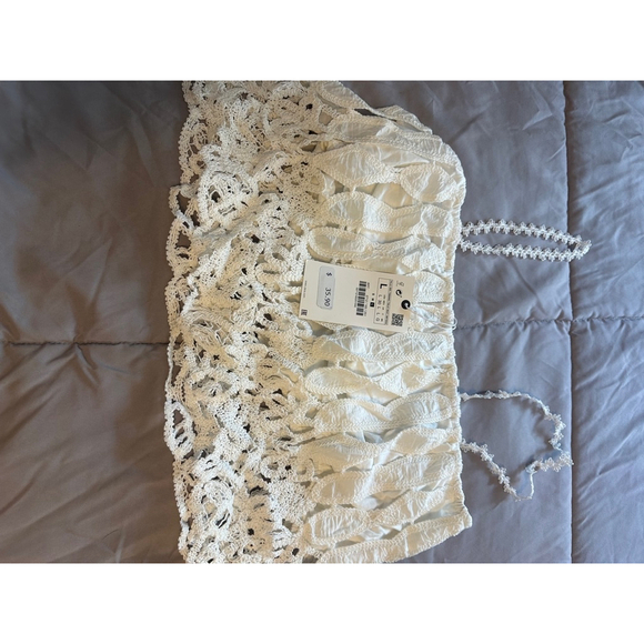 Women Zara White Crop Top Size L - Picture 3 of 3